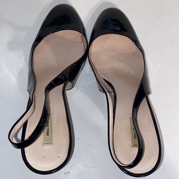 MIU MIU PATENT LEATHER SLINGBACK HEELS SIZE 8.5 - Picture 2 of 9